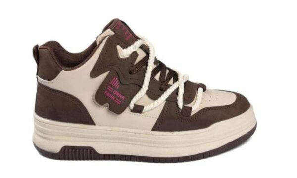 Conpax 5970 Zenne Basket Spor Ayakkabı Cilt Kahverengi Krem